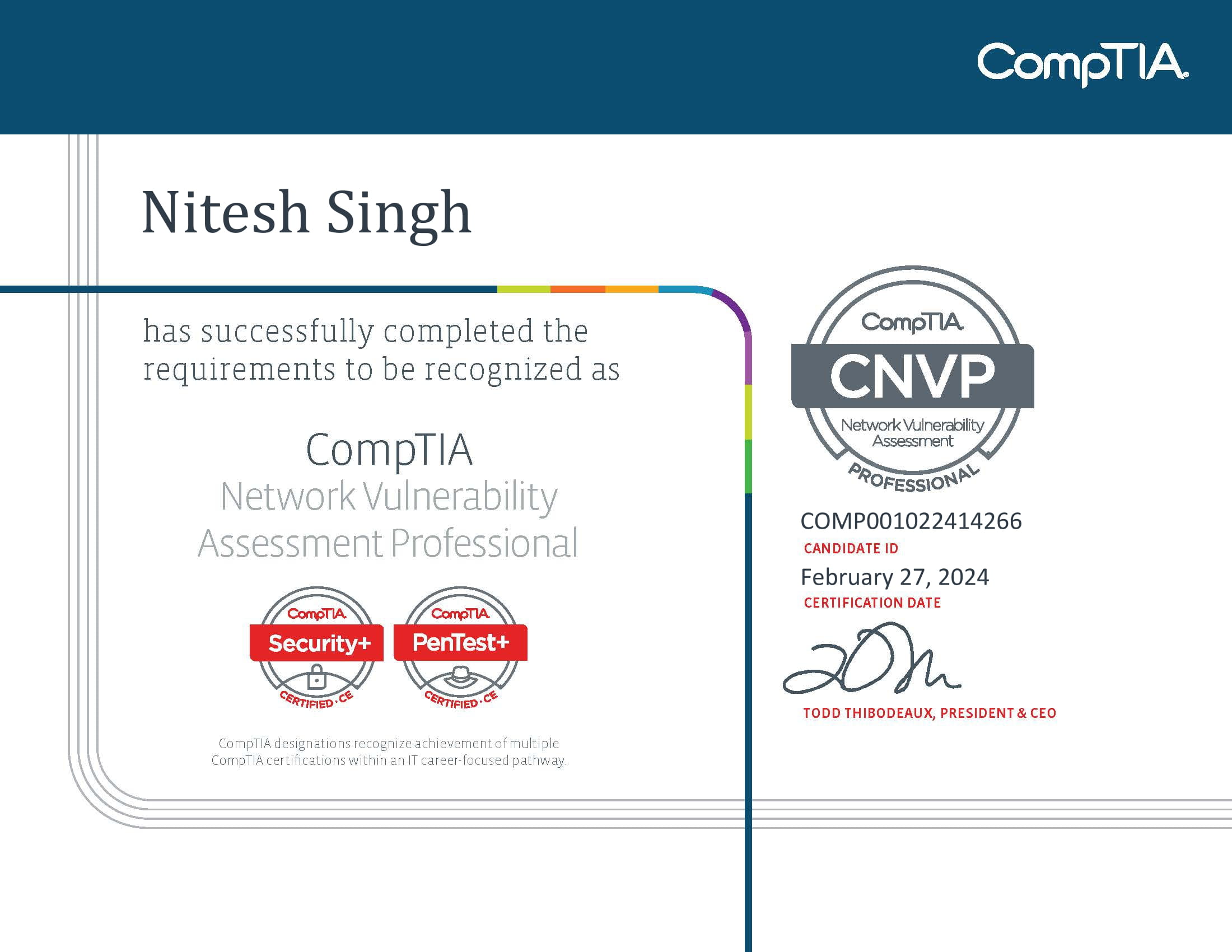 Nitesh Singh 6 Comptia Network Vulnerability Assessment Professional