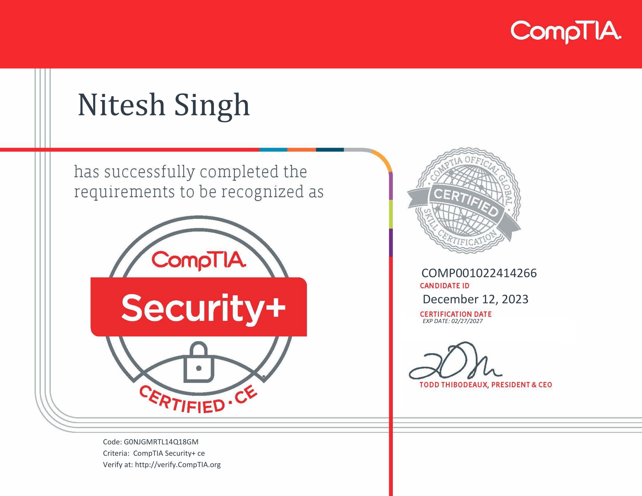 Nitesh Singh 7 Comptia Security+ Ce